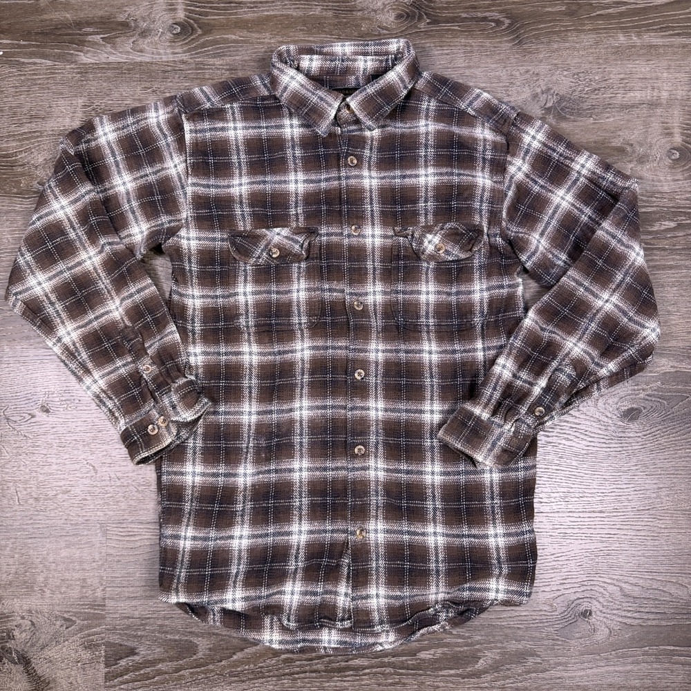 Field & Stream Mens Shirt Sz LT Multicolor Plaid Heavy Flannel Button Lumberjack